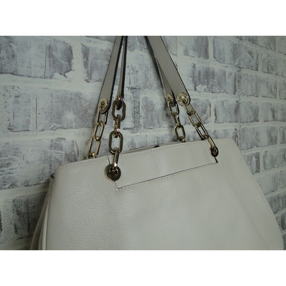 Michael Kors Women's‎ Fulton Leather Vanilla White Gold Chain Hand Bag Purse - Picture 9 of 16
